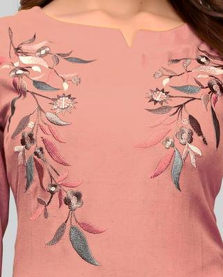 Peach embroidered rayon ethnic-kurtis 4