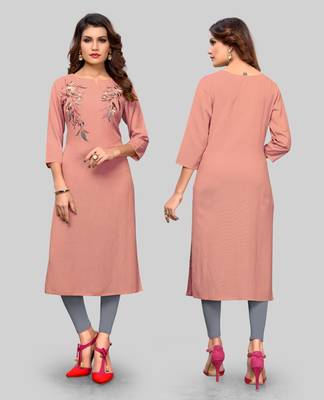 Peach embroidered rayon ethnic-kurtis 5
