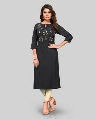 Black embroidered rayon ethnic-kurtis 1