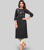 Black embroidered rayon ethnic-kurtis