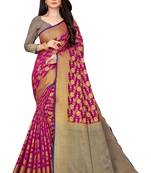 Magenta woven banarasi saree with blouse