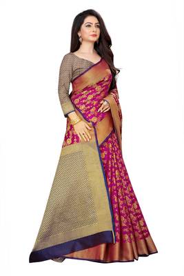 Magenta woven banarasi saree with blouse 2