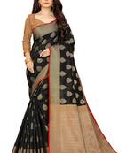 Black woven banarasi saree with blouse