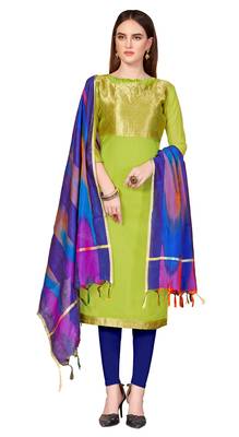 Light-green woven banarasi unstitched salwar with dupatta salwar 1