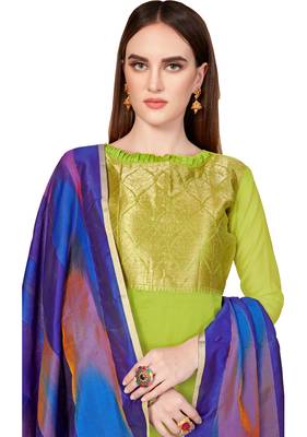 Light-green woven banarasi unstitched salwar with dupatta salwar 2