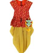 RED Girls's indowestern dhOTI suit,indo western dress,Peplum top dhoti