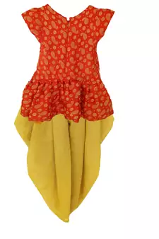 RED Girls's indowestern dhOTI suit,indo western dress,Peplum top dhoti