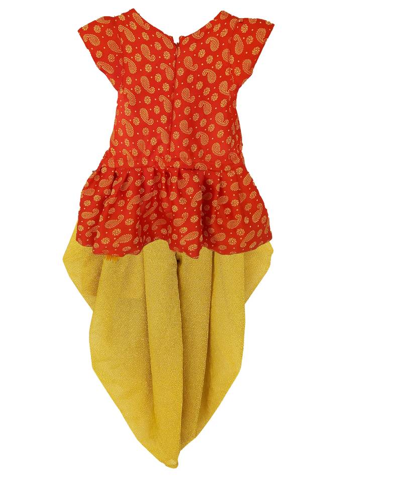 RED Girls's indowestern dhOTI suit,indo western dress,Peplum top dhoti