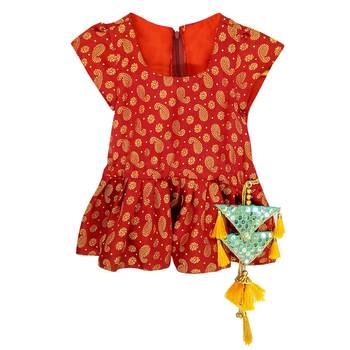 RED Girls's indowestern dhOTI suit,indo western dress,Peplum top dhoti 3