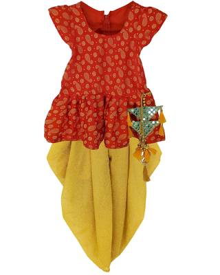 Maroon Girls's indowestern dhOTI suit,indo western dress,Peplum top dhoti 1
