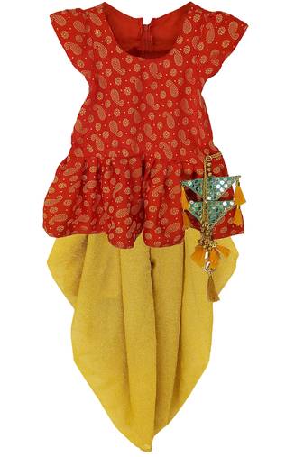 Maroon Girls's indowestern dhOTI suit,indo western dress,Peplum top dhoti