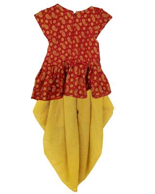 Maroon Girls's indowestern dhOTI suit,indo western dress,Peplum top dhoti 2