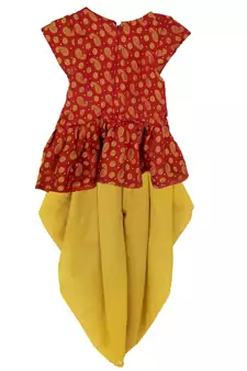 Maroon Girls's indowestern dhOTI suit,indo western dress,Peplum top dhoti