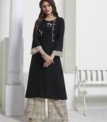 Black Embroidered Rayon Ethnic Kurtis