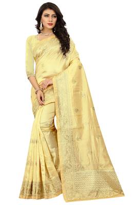 Beige Embroidered Art Silk Saree With Blouse 1