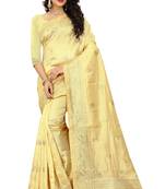 Beige Embroidered Art Silk Saree With Blouse