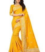 Yellow Embroidered Art Silk Saree With Blouse