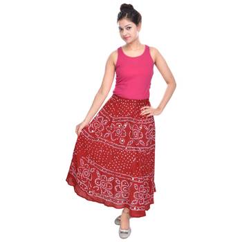 Red bandhej Cotton Long Skirt 1