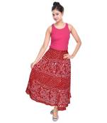 Red bandhej Cotton Long Skirt