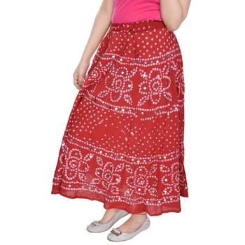 Red bandhej Cotton Long Skirt 3