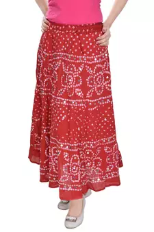 Red bandhej Cotton Long Skirt