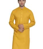 Yellow Cotton Linen Blend Kurta
