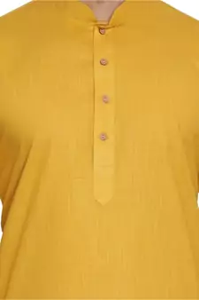 Yellow Cotton Linen Blend Kurta