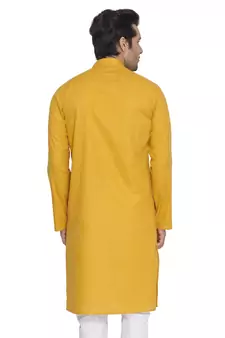 Yellow Cotton Linen Blend Kurta