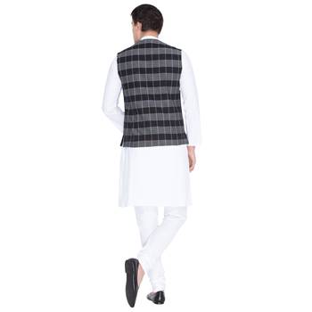White Plain Cotton Kurta Pajama 4