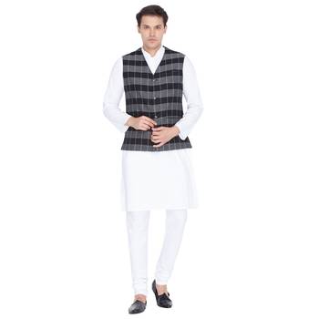 White Plain Cotton Kurta Pajama 5