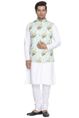 White Plain Cotton Kurta-Pajama 1