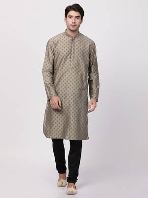 Brown Plain Cotton Silk Kurta Pajama 1
