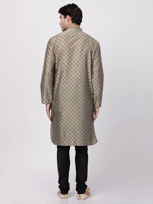 Brown Plain Cotton Silk Kurta Pajama 4