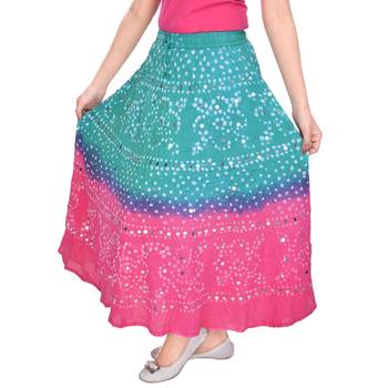 Green Pink Bandhani Long Skirt 3