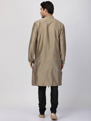 Brown Plain Cotton Silk Kurta Pajama 4