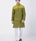 Green Plain Cotton Kurta Pajama