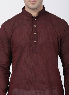 Maroon Plain Cotton Kurta Pajama 3