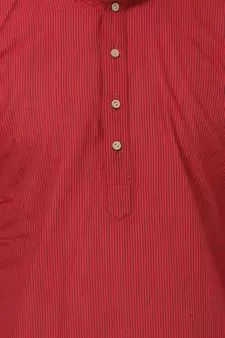 Red Plain Cotton Kurta Pajama
