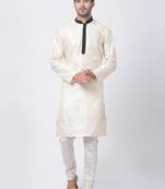 Gold Plain Cotton Silk Kurta-Pajama