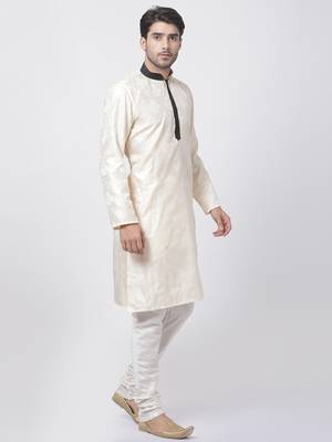 Gold Plain Cotton Silk Kurta-Pajama 2