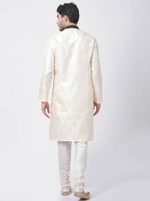 Gold Plain Cotton Silk Kurta-Pajama 4
