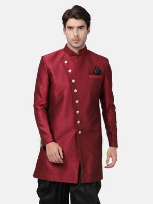 Maroon Plain Blended Cotton Bandhagala 1