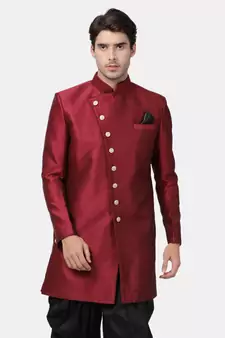 Maroon Plain Blended Cotton Bandhagala