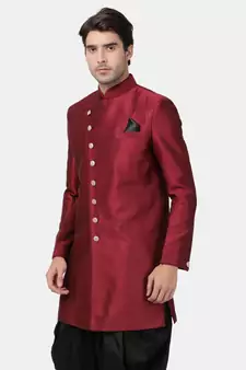 Maroon Plain Blended Cotton Bandhagala