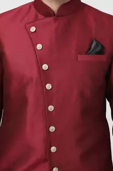 Maroon Plain Blended Cotton Bandhagala