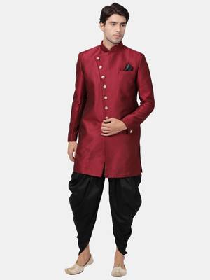 Maroon Plain Blended Cotton Bandhagala 5