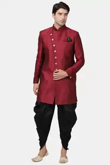 Maroon Plain Blended Cotton Bandhagala