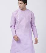 Purple Plain Cotton Men Kurtas
