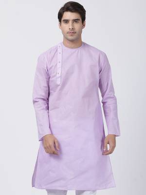 Purple Plain Cotton Men Kurtas 2
