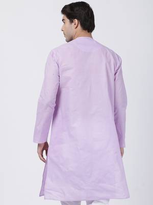 Purple Plain Cotton Men Kurtas 4